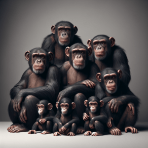 apen familie poseert 2