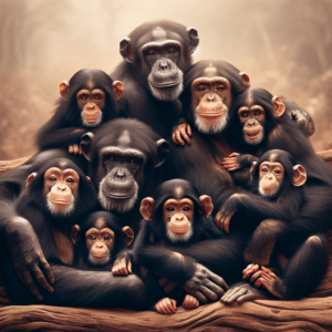 apen familie poseert 3