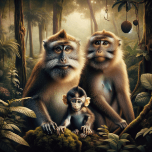 apen familie poseert